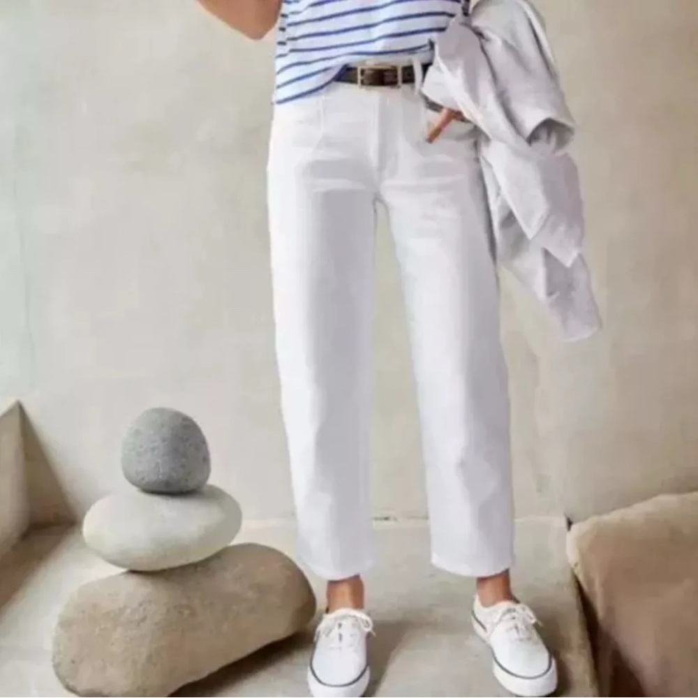AYR The Beat Barrel Leg Ankle Jean, White, Size 28